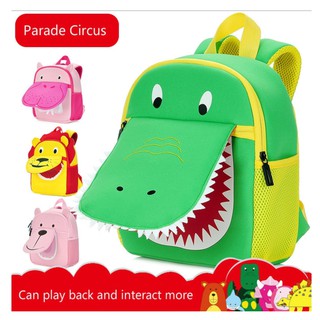 Niños de dibujos animados interactivos bolsa de la escuela Kindergarten lindo Material de buceo mochila Animal transpirable carga mochila