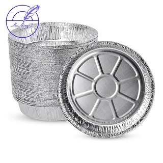 125pcs desechable redondo de aluminio de papel de aluminio barbacoa bandeja de alimentos recipiente antiadherente para hornear horno herramientas de barbacoa accesorios