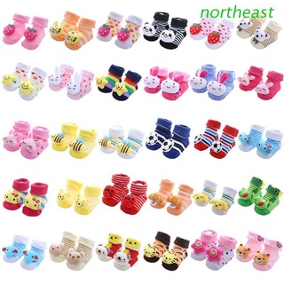northeast recién nacido bebé prewalker algodón piso calcetines lindo 3d de dibujos animados animal arco iris raya antideslizante suela bebé puño zapatilla zapatos 0-12m
