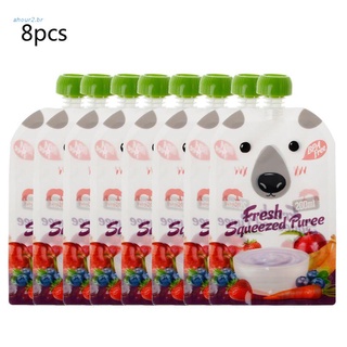 Aho 8 pzs bolsas resellables de alta calidad frescas exprimidas/prácticas/bebés/destete de alimentos/puro reutilizable para recién nacido