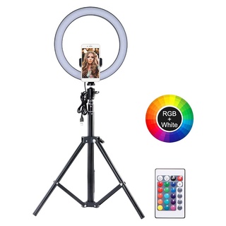 10 pulgadas rgb led selfie anillo de luz usb teléfono video foto luz con trípode