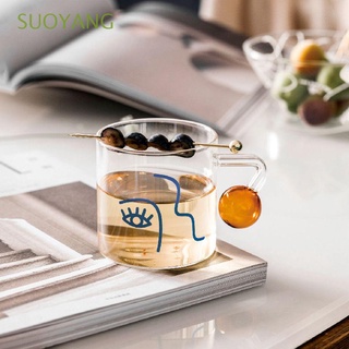 Suoyang taza De vidrio Transparente Resistente al Calor con mango creativo Para té/Café/copa