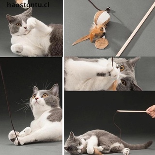 tontu mascota gato teaser pluma madera varilla ratón juguete campana gato palo gato juguetes interactivos.