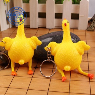 Divertidos juguetes de pollo ponendo huevo ventilando bola ira estrés bola llavero juguete Squish Anti-estrés L7V8