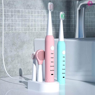 iik cepillo de dientes eléctrico recargable ipx7 usb carga rápida con 4 cabezales de cepillo de repuesto para adultos niños (7)