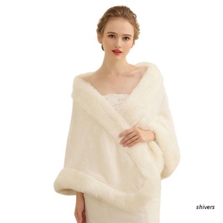 Shi blanco Puro Elegante caliente Faux Fur Big Xaile De envoltura boda novia De peluche abrigo De hadas accesorios