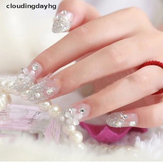 cloudingdayhg 3d novia boda falsas uñas artificiales puntas francés blanco stud dedo productos populares (3)