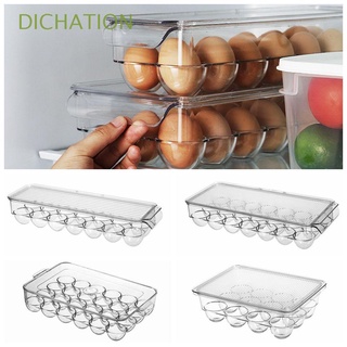 DICHATION 12/14/21/24 Grids Kitchen Organizer Case Dispenser Egg Tray Egg Storage Box Airtight Fresh Preservation Containers Refrigerator Transparent