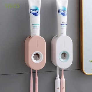 Sisies - dispensador de pasta de dientes montado en la pared, herramientas de baño, exprimidor de pasta de dientes, estante para cepillo de dientes, Multicolor