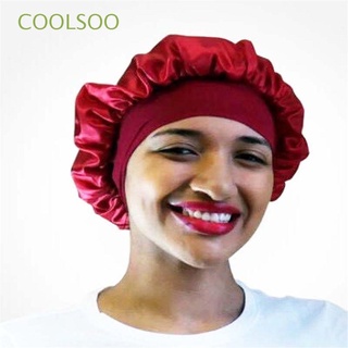 COOLSOO Soft Wide Band Satin Cap Women's Fashion Elastic Head Wraps Night Sleep Hat Hair Accessories Bonnet Stretch Head Cover Hair Loss Chemo/Multicolor