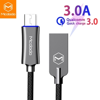 mcdodo cable micro usb 3a carga rápida usb cable de datos qc3.0 para samsung s7 xiaomi lg teléfono android auto desconectar led cable usb