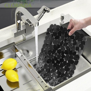 CLORINDA Transparent/Black Sink Protector Large Kitchen Accessory Drying Mat for Sink,Tabletop Pebble Shape Creative Adjustable Draining Soft Dinnerware Mat/Multicolor