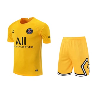 psg paris 2021 - 2022 jersey de fútbol kit de entrenamiento - amarillo