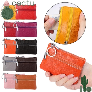 CACTU moda cremallera bolsa Muti-función llavero de cuero cartera Mini Clip de dinero titular de la tarjeta práctico monedero