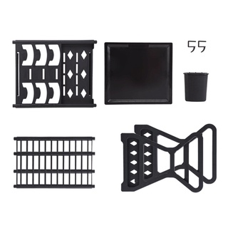 papelera de doble capa para platos de cocina, escurridor, cesta de almacenamiento con jaula para palillos (6)