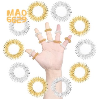 20 Pieces Spiky Sensory Finger Rings, Spiky Finger Ring/Acupressure Ring Set Silent Stress Reducer and Massager