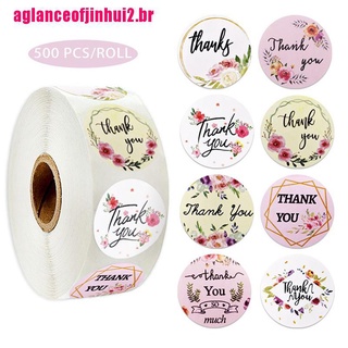 Aglanceofjinhui2.Br 500 piezas/rollo adhesivo De Thank You Floral Redondo Para empaque/Etiquetas De sellado