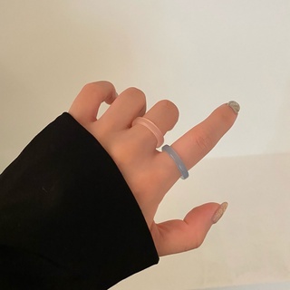 Forbetter Chic anillo transparente Retro joyería regalos resina anillo de dedo nuevo colorido minimalista delgado para las mujeres Color caramelo/Multicolor (4)
