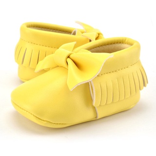 Baby Casual PU Leather Tassels Bowknot Indoor Toddler Infant Sole Shoes Soft