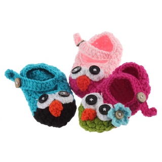 【8/18】Cute Handmade Newborn Baby Infant Crochet Knit Owl Shoes Booties Photograph