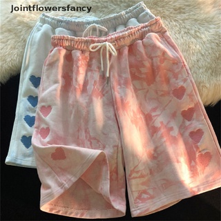 Jointflowersfancy Vintage Tie Dye Elastic High Waist Shorts Women Casual Loose Pants with CBG