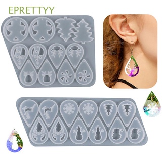 EPRETTYY DIY Epoxy Earrings Silicone Mold Pendant Ear Studs Christmas Molds Casting Elk Snowflake Jewelry Making Tools Snowman Handmade Resin Mould
