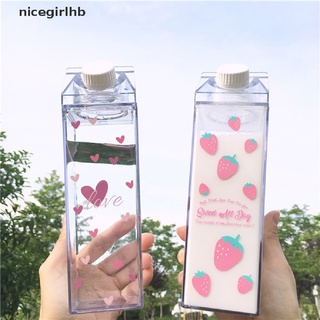 [I] Creative Cute Plastic Clear Milk Carton Water Bottle Fashion Strawberry Milk Box [HOT]