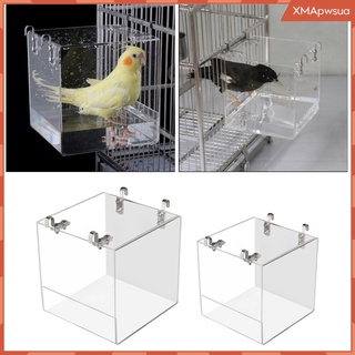 Acrylic Bird Bath for Cage Cube Water Shower Box for Canary Parrots Finches