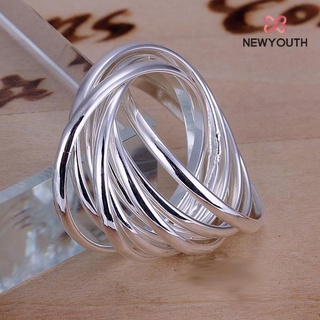 Design Nine Laps Personality Polycyclic 925 Sterling Silver Fashion Ring Jewelry For Women Girl