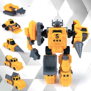 Vehículo de ingeniería Transformers Robot Ensamblaje 5 en 1 Excavadora Juguetes para niños nuevo