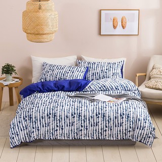 Juego de ropa de cama a rayas de Color azul, funda de edredón para cama individual, Queen, King Size, con funda de almohada, sábana impresa