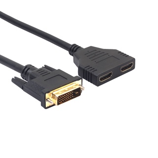 toworld Dual HDMI-compatible Female to DVI 24+1 Male Adapter Cable Bi-Directional Converter Wire