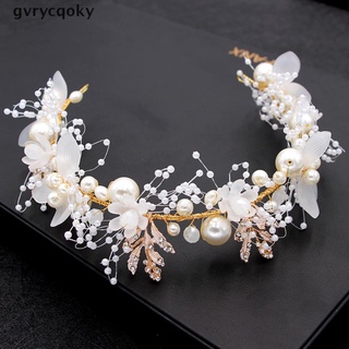 [Gvry] Handmade Bridal Flower Pearl Crystal Headband Hair Accessories Wedding Jewelry