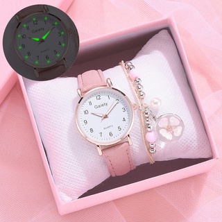 2 PCS /relógio feminino / relógio de quartzo de couro /conjunto de pulseira de relógio Sakura