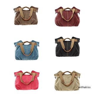 withakiss Women Ladies Canvas Shoulder Bag Hobo Vintage Tote Purse Handbag Messenger Satchel (1)