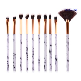 (Jayscent) 10Pcs/Set Women Pro Marble Makeup Brushes Eyebrow Blush Contour Fan Shape Brush