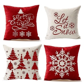 GOOMBI 18x18in Christmas Pillow Covers Cotton Linen Pillow Case Christmas Decoration for Sofa Home Decor Household Pillow Cover Square Decorative Cushion Covers (8)