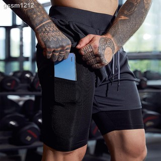 Pantalones cortos de secado rápido para hombres de doble capa pantalones cortos de gimnasio Fitness Jogging pantalones de entrenamiento camuflaje