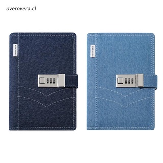 ove Stylish Denim Cover Notebook with Combination Lock Lined Notebook for OfficeGift (1)