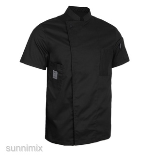 [sunnimix] prettyia unisex chef uniforme abrigo chaqueta cocina manga corta ropa de trabajo traje