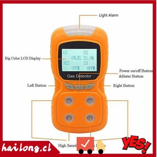 hl portátil multi gas detector de gas clip 4-gas lpg/co/o2/h2s monitor alarma (3)