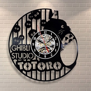Vinilo CD Record reloj de pared clásico estudio Ghibli Anime Totoro Retro decorativo silencio LED relojes creativos estilo antiguo reloj de pared