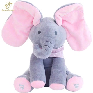 HelloKimi peluches Peekaboo elefante juguetes de peluche suave Peek-a-boo elefante muñeca escondite (6)
