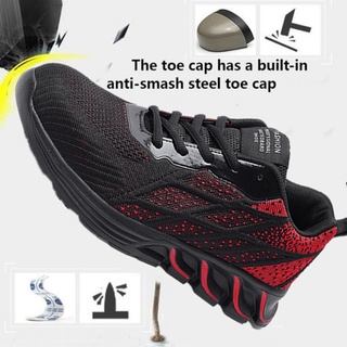 Zapatos de punta de acero de moda para hombres, zapatos deportivos transpirables y cómodos, zapatos de seguridad anti-rotura y anti-perforaciones, zapatos de protección laboral, zapatos de trabajo resistentes al desgaste