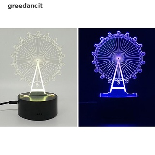 Greedancit 1pc 3D Ilusión Lámpara RGB LED Luz De Noche Panel Acrílico Para Niños De Dibujos Animados Regalos CL