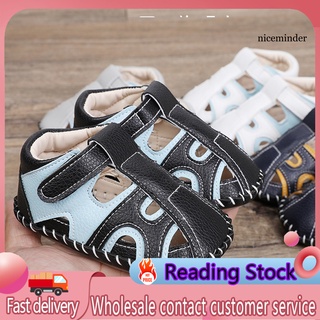Nice_1 par de zapatos de bebé huella patrón suela antideslizante transpirable bebé Unisex cerrado dedo del pie sandalias para el verano (1)