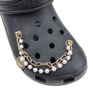 1pc perla Jibbitz cadena agujero zapato joyería cadena principal accesorios decorativos DIY Jibbitz Croc Charm para zapatos hebilla