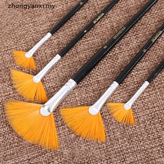 Zhongyanxi: 5 pzs pinceles de pintura de nailon con forma de abanico Gouache/pincel para el cabello/pincel de dibujo/arte Suppl [MY]