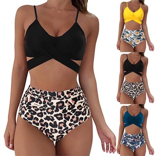 Conjunto De bikini Sexy Sexy De Cintura Alta con estampado De Leopardo para mujer