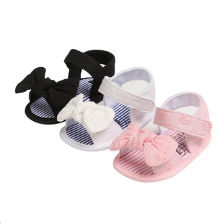 Fl-Baby sandalias de punta abierta para niñas, antideslizantes, suela plana, princesa, con lazo decorativo (1)